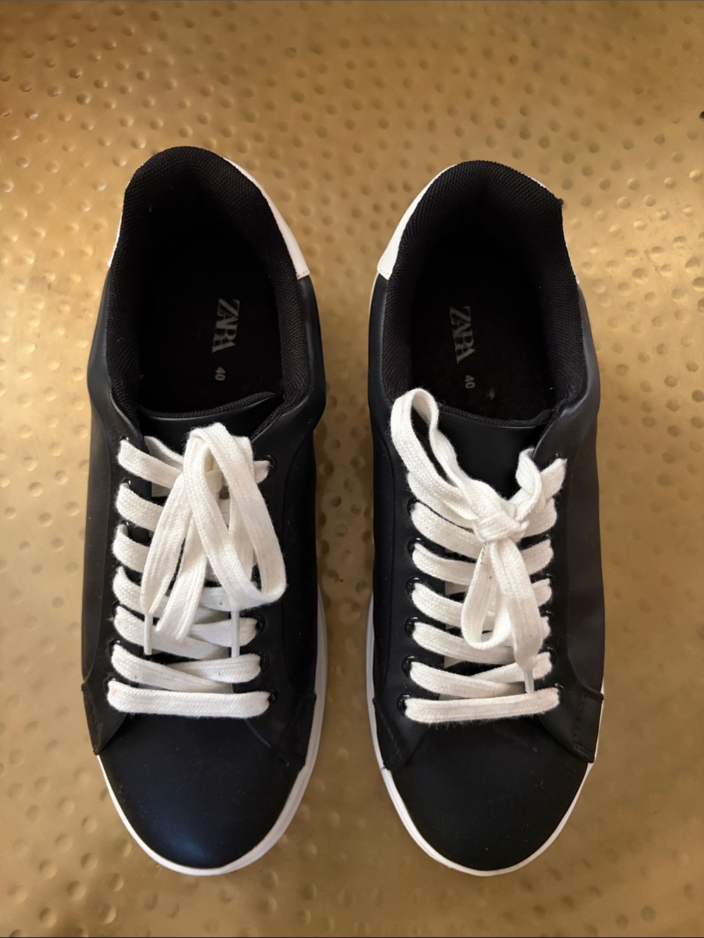 Zara Black Sneakers with White Laces